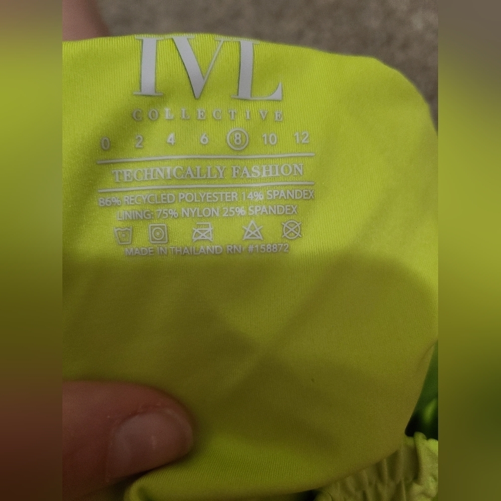 IVL Collective Race Pace Lime Punch Neon Green Athletic Running Shorts - Picture 4 of 4